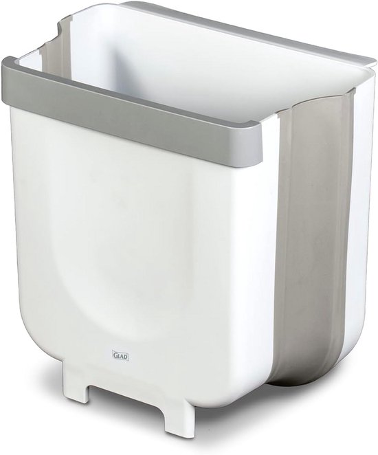 Opvouwbare Afvalbak voor Binnen en Buiten - Compacte Reisprullenbak met Ruimtebesparend Ontwerp - Afvalmand van 2 Gallon in Wit