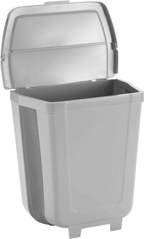Opvouwbare Afvalemmer - Vuilnisbak Camping - Kamperen Buitenleven - Ruimtebesparend Ontwerp - 8 Liter Capaciteit - Grijs