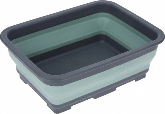 Opvouwbare Afwasbak - Camping Spoelbak - Outdoor Keuken - Plat Inklapbaar - 8 Liter Capaciteit - Grijs Groen
