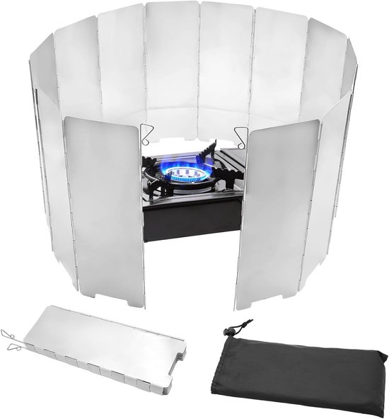 Opvouwbare Aluminium Windbescherming voor Camping, Picknick en BBQ met Draagtas - 14 Platen en Ideaal voor Buitenactiviteiten
