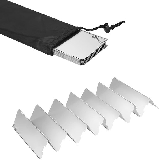 Opvouwbare aluminium windscherm voor gasfornuis en BBQ, lichtgewicht en draagbaar met 14 platen - voor camping en picknick van Merkloos