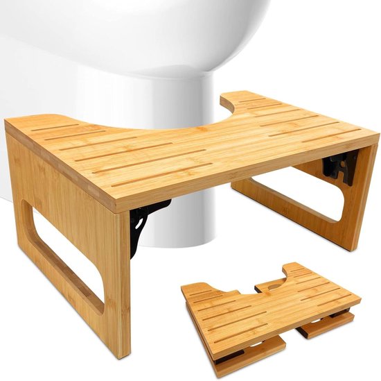 Opvouwbare bamboe toiletkruk voor volwassenen - badkruk houten wc-kruk - opstapkruk verstopping - potjeshulp (42 x 28 x 18 cm) van Acala
