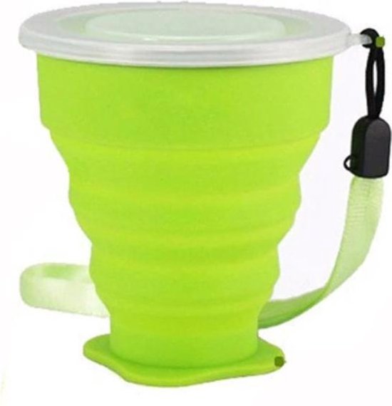 Opvouwbare beker - 2 Stuks - Cup 200ML - Siliconen Cup - Campingservies - Groen - Duurzaam - Milieubewust van $