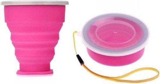 Opvouwbare beker - 2 Stuks - Cup 200ML - Siliconen Cup - Campingservies - Roze - Duurzaam - Milieubewust van $