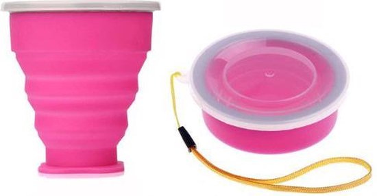 Opvouwbare beker - Cup 200ML - Siliconen Cup - Campingservies - Roze Duurzaam - Milieubewust van Balvi