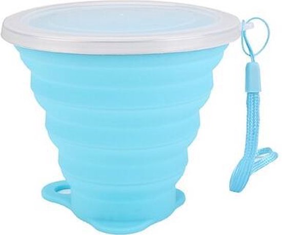 Opvouwbare beker - Cup 250 ml- Siliconen Cup - Campingservies - Blauw - Duurzaam - Milieubewust van The Friendly Swede