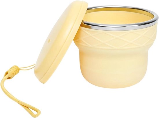 Opvouwbare Beker - Draagbare Mok - Outdoor Drinken - Roestvrijstalen Rand - 200 ml - Beige