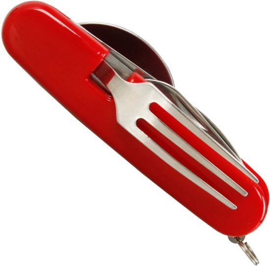 Opvouwbare bestekset, lepel, vork, mes en flesopener van LifeGoods