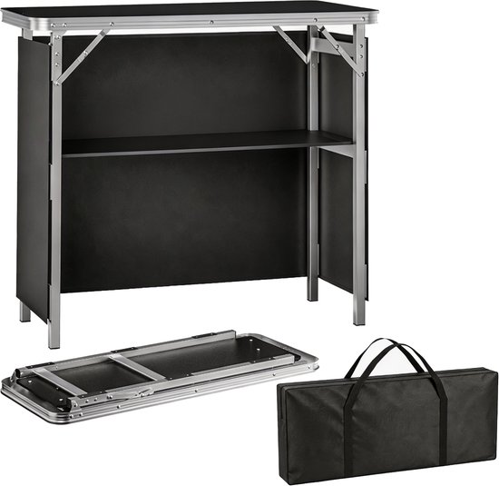 Opvouwbare beursbalie 98 × 38 × 85 cm van aluminium met MDF tafelblad en draagtas – presentatietafel voor beurzen, markten en evenementen