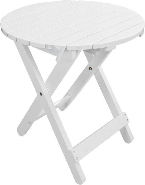Opvouwbare bijzettafel - Houten campingtafel - Buitenmeubilair - Geen montage vereist - 48.5 x 48.5 x 50.4 cm - Wit