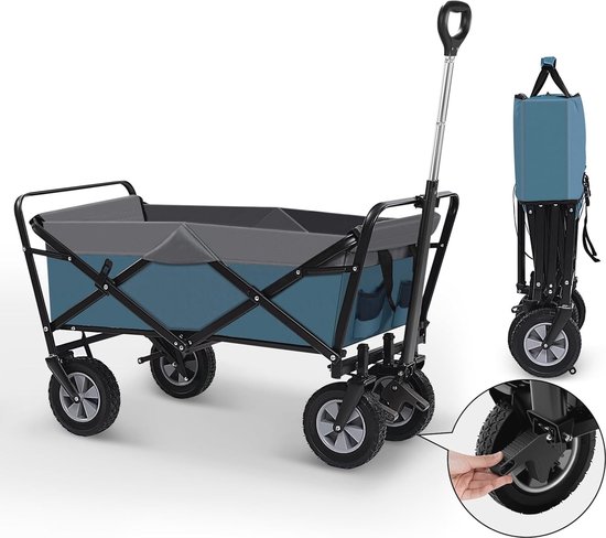 Opvouwbare bolderkar 100L - Draagbare tuin- en strandwagen met verstelbare handgreep van LifeGoods