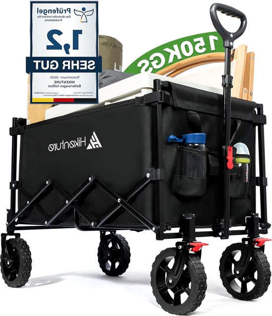 Opvouwbare bolderkar - 140 liter - 150 kg belastbaar - extreem opvouwbaar - inklapbare handwagen - boodschappentrolley - strand camping - winkelen van Merkloos