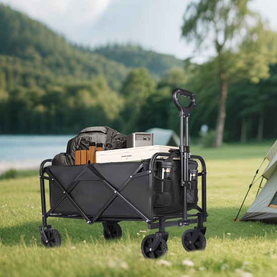 Opvouwbare Bolderkar 160L All Terrain Wielen Sterk Draagvermogen Camping Strand Transport Wagen van Merkloos