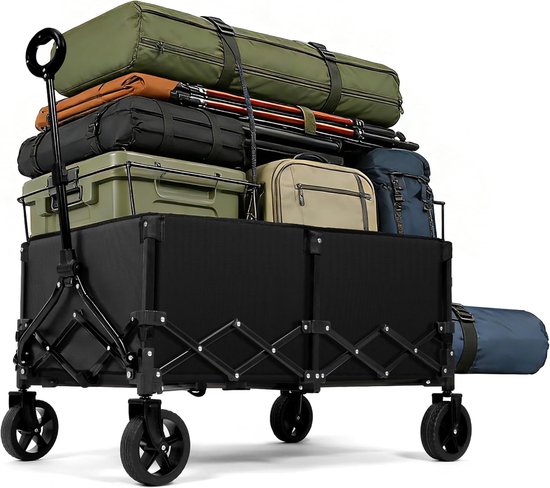 Opvouwbare Bolderkar - 165 Liter - 136 kg Draagvermogen - 360° Wielen - Voor Camping en Strand