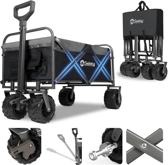 Opvouwbare Bolderkar 200KG voor Diverse Terrains met Telescoopstang