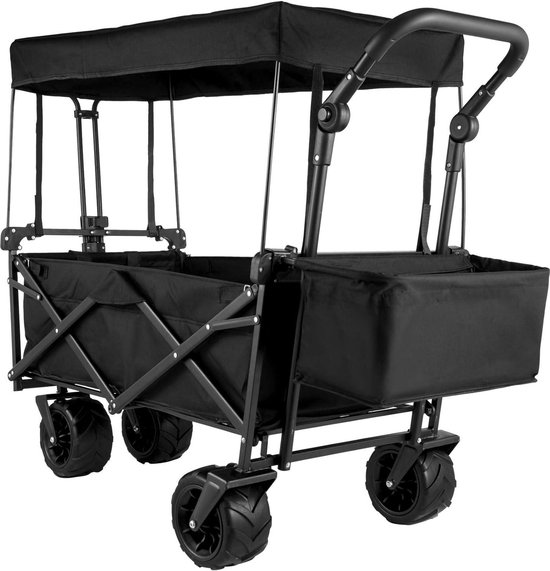 Opvouwbare bolderkar 927 x 543 x 985 cm - handwagen tot 100 kg draagkracht - zwarte gereedschapswagen met dak van MaxxGarden