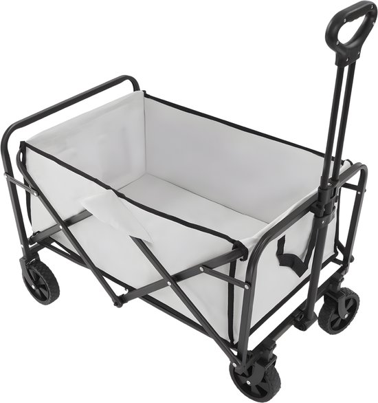 Opvouwbare Bolderkar – Bolderwagen - Voor strand, tuin en camping – Met wielen en duwstang – Khaki van Merkloos
