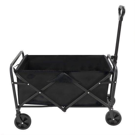 Opvouwbare Bolderkar – Bolderwagen - Voor strand, tuin en camping – Met wielen en duwstang – Zwart van Merkloos