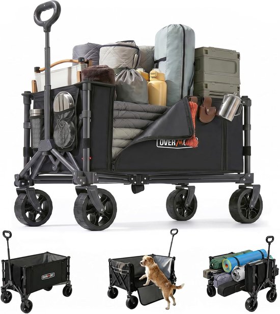 Opvouwbare Bolderkar – Compacte Bolderwagen met All-Terrain Wielen – Inklapbaar – Lichtgewicht – Voor Strand, Camping & Boodschappen