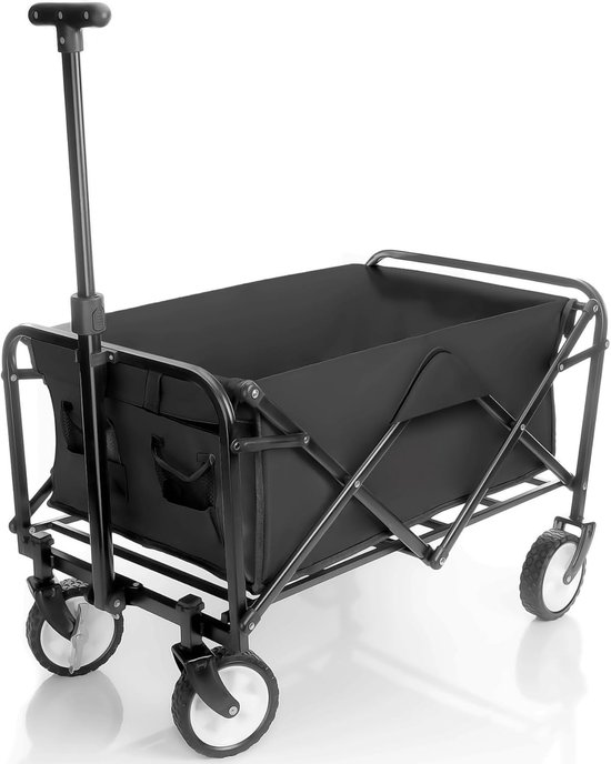 Opvouwbare Bolderkar - Draagkar Stevig - Boodschappen Vervoeren - Tot 80 kg Belastbaar - 75 cm Lengte - Zwart