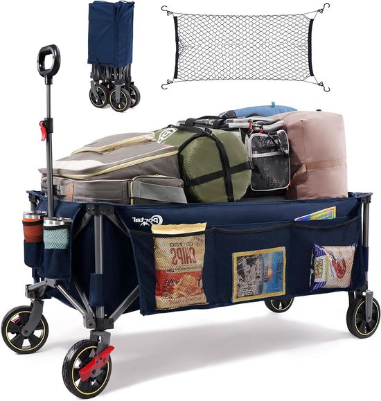 Opvouwbare Bolderkar - Grote Transportkar - Spullen Vervoeren - 360° Draaibare Wielen - 400 Liter Capaciteit - Blauw van Opvouwbare Bolderkar