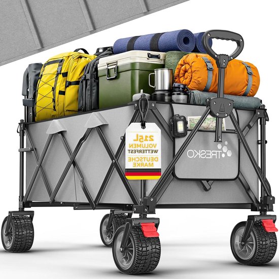 Opvouwbare Bolderkar - Handige Transportwagen - Alles Vervoeren - XXL Laadvolume 215L - Max 150 kg - Grijs