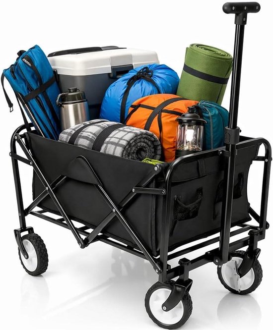 Opvouwbare Bolderkar - Handkar - Spullen Vervoeren - Tot 80 kg Belastbaar - Compact - Zwart