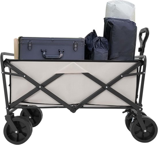 Opvouwbare Bolderkar - Handwagen Inklapbaar - Zwaar Transport - Met Remmen - 115 kg Draagvermogen - Kaki