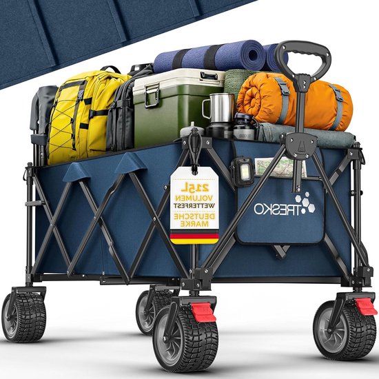 Opvouwbare Bolderkar - Handwagen Transportwagen - Alles Vervoeren - XXL Laadvolume 215L - 150 kg Capaciteit - Blauw