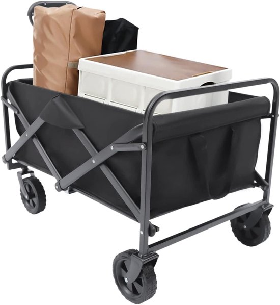 Opvouwbare Bolderkar - Handwagen Tuinwagen - Spullen Vervoeren - Hoog Draagvermogen - 80 kg - Zwart van Opvouwbare Bolderkar