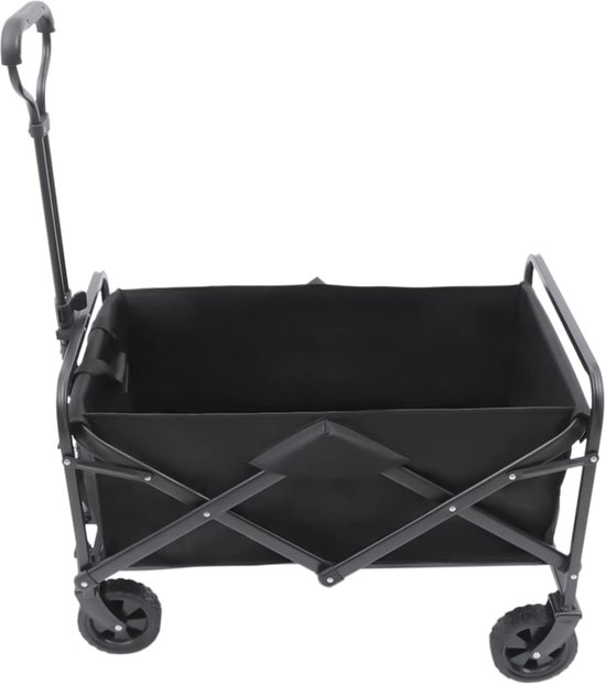 Opvouwbare Bolderkar - Handwagen Tuinwagen - Spullen Vervoeren - Verstelbaar Handvat 80kg - 80x46x36cm - Zwart