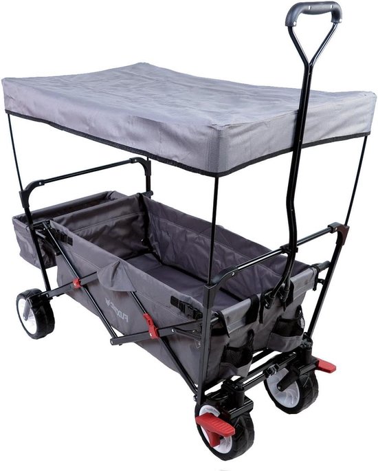 Opvouwbare Bolderkar - Inklapbare Wagen - Vervoer Boodschappen - Inclusief Dak - 80x46x27cm - Grijs