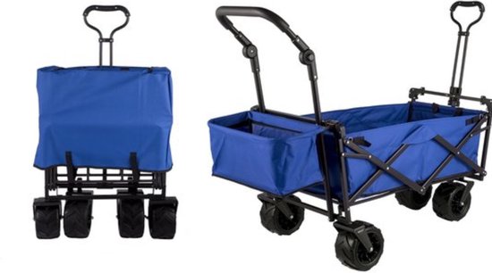 Opvouwbare Bolderkar - Kinderenvervoer - Duw en Trekstang - Blauw - 220L van Opvouwbare Bolderkar