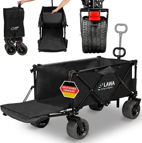 Opvouwbare Bolderkar met Achterklep - Draagvermogen tot 100kg - Ideaal voor Strand en Kamperen van MaxxGarden