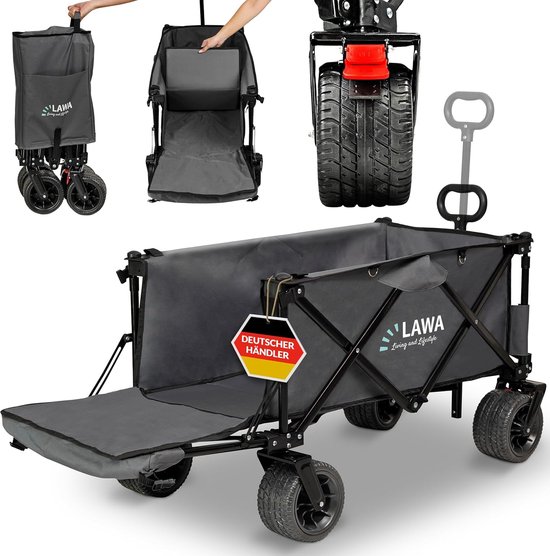 Opvouwbare Bolderkar met Achterklep - Verlengt tot 2 Meter, Draagvermogen 100 kg, Lichtgewicht en Compact van Beau Jardin