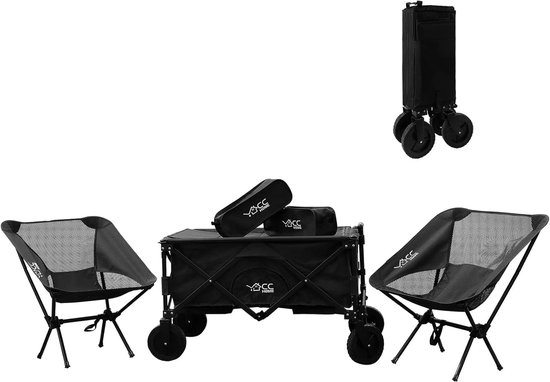 Opvouwbare Bolderkar met All Terrain Banden en Verstelbare Telescoopsteel - Tot 80 kg Belasting van Deuba