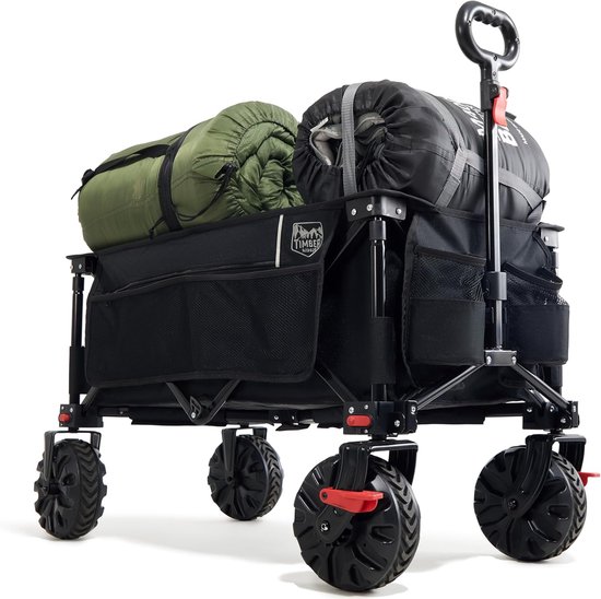 Opvouwbare Bolderkar met Brede Banden en Rem - Ideaal voor Strand, Tuin en Winkelen - Belastbaar tot 100 kg van LifeGoods