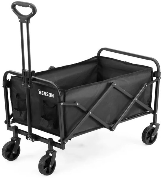 Opvouwbare Bolderkar met Brede Wielen – 120 kg Draagvermogen – Stalen Frame – 600D Oxford – Zwart van Merkloos