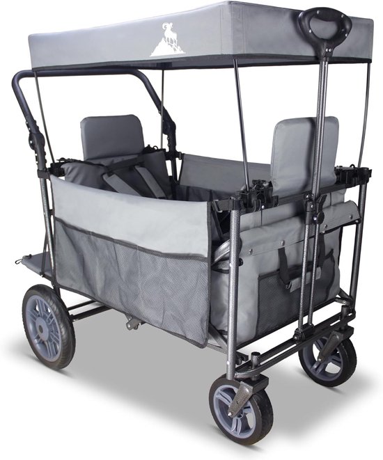 Opvouwbare Bolderkar met Dak en Remmen - Multifunctionele Transporthandwagen met 360° Voorwielen - Draagvermogen 120 kg van LifeGoods
