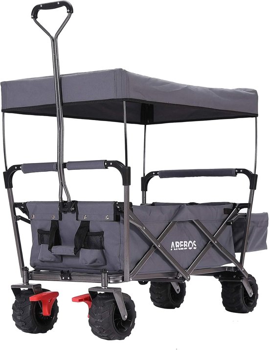 Opvouwbare Bolderkar met Dak - Handwagen met Luchtbanden - 100 kg Draagvermogen - 360° Draaibare Wielen van ZM.
