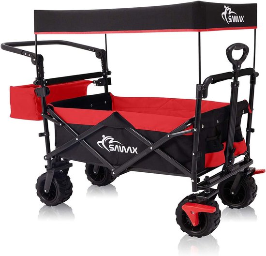 Opvouwbare Bolderkar met Dak - Handwagen voor Offroad Gebruik - Ideaal voor Tuin en Excursies van LifeGoods