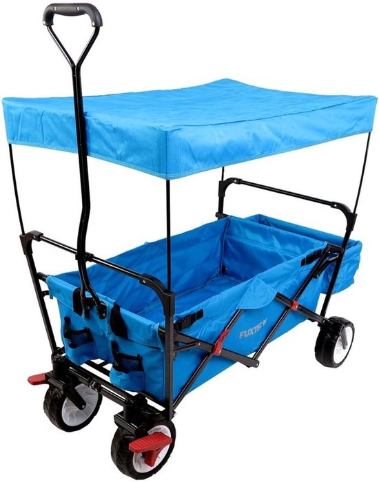 Opvouwbare Bolderkar met Dak - Ideaal voor Kinderen en Gezinnen - Voor Strand, Tuin en Bouwen - Stevig Stalen Frame van Merkloos