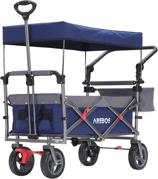 Opvouwbare Bolderkar met Dak - Tot 100 kg Draagvermogen - 360° Wendbare Wielen - Perfect voor Buitenshuis Activiteiten van KESSER
