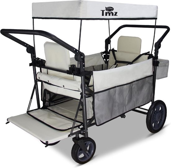 Opvouwbare bolderkar met dak - Transportkar voor tuin en huishouden - Maximaal 120 kg, beige van MaxxGarden