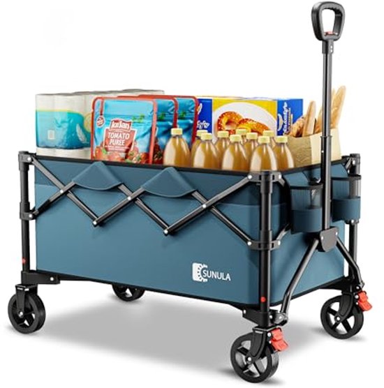 Opvouwbare Bolderkar met Draagkracht 120 kg en Remmen - Inklapbare Handwagen voor Off-Road