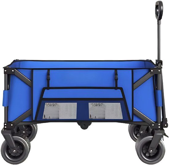 Opvouwbare Bolderkar - Met Grote Wielen en Verstelbare Handgreep - voor camping en tuin - Blauw 600D Oxford Stof - Groen