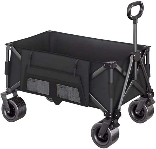 Opvouwbare Bolderkar - Met Grote Wielen en Verstelbare Handgreep - voor camping en tuin - Zwart 600D Oxford Stof - Rood