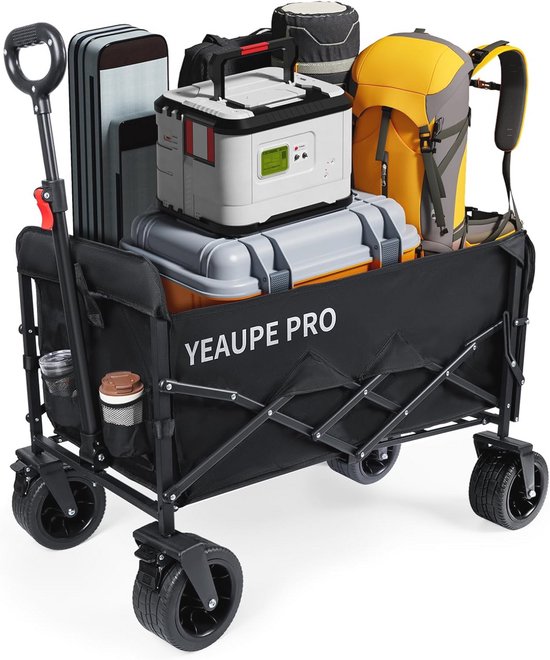 Opvouwbare Bolderkar met Remmen 230 Liter - Belastbaar tot 200 kg - All-Terrain Handwagen voor Tuin en Strand