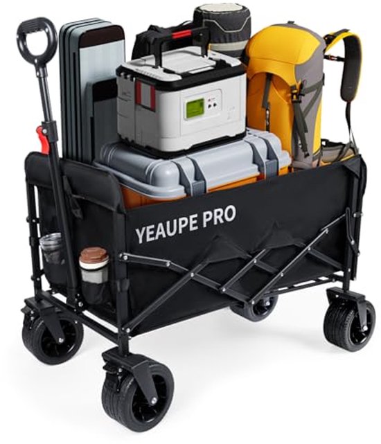 Opvouwbare Bolderkar met Remmen 230 Liter - Belastbaar tot 200 kg - All-Terrain Handwagen voor Tuin en Strand van Opvouwbare Bolderkar