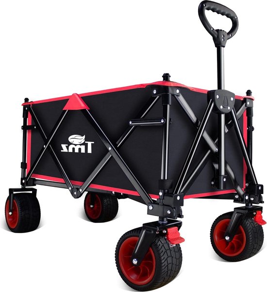 Opvouwbare bolderkar met remmen - handwagen voor buiten - transportwagen met afneembaar dak - tot 120 kg draagkracht Bolderkar van LARGO.